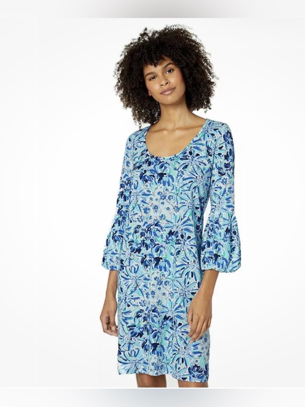 Lilly Pulitzer Carlile Dress in the Iris Blue High Maintenance print